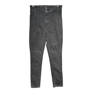 We The Free People High-Waisted Black Skinny Jeans Womens 31 Stretch Denim